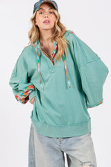 SAGE + FIG Full Size Plaid Print Mineral Wash Hoodie - Vintage Style & Comfort