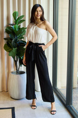 Elegant One-Shoulder Black & White Jumpsuit - Marvelous in Manhattan