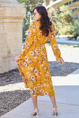 Elegant Floral Tie Back Flounce Sleeve Maxi Dress - Double Take Collection