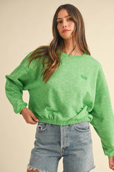 Mable Round Neck 'Malibu Vintage' Embroidered Crop Sweatshirt
