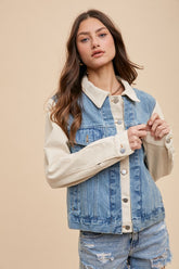 Annie Wear Women's Collared Neck Double Placket Denim Jacket - Stylish & Versatile