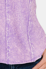 Zenana Women's Exposed Seam V-Neck Cotton Tank Top with Wide Straps