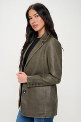Coalition LA Single-Breasted Vegan Leather Blazer - Chic, Cruelty-Free Fashion