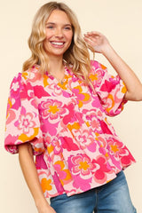 Haptics Floral Frill Puff Sleeve Blouse | Elegant Women's Top