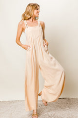 BiBi Textured Sleeveless Wide Leg Jumpsuit - Chic & Versatile Outfit