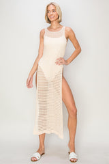 HYFVE Elegant Crochet Backless Beach Cover-Up Dress