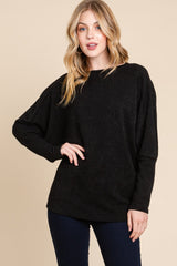 BOMBOM Women's Drop Shoulder Long Sleeve Rib Knit Top - Casual Chic