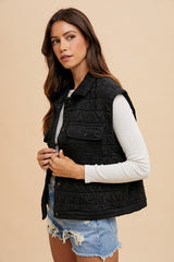 Annie Wear Women's Quilted Snap Down Vest Coat - Stylish & Warm Outerwear