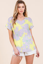 BOMBOM Women's Floral Short Sleeve T-Shirt - Trendy & Versatile