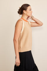 Trendy Contrast Round Neck Sweater Vest - Perfect for Layering