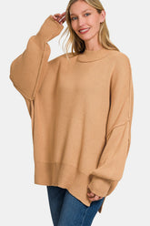 Zenana Women's Side Slit Oversized Sweater - Cozy & Trendy Knitwear