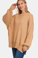 Zenana Women's Side Slit Oversized Sweater - Cozy & Trendy Knitwear