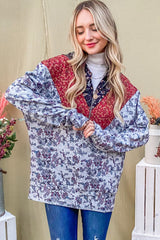 Trendy Printed Half Zip Up Long Sleeve Hoodie for Casual Comfort
