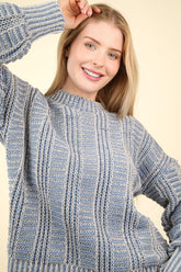 Stylish VERY J Two Tone Long Sleeve Women's Sweater - Cozy & Trendy