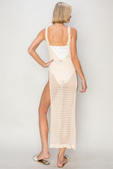 HYFVE Elegant Crochet Backless Beach Cover-Up Dress