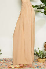 Mittoshop Women's Wrap Pleating Detail Wide Leg Pants - Elegant & Chic