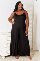 Trendy Full Size Soft Rayon Wide Leg Jumpsuit with Tied Spaghetti Straps