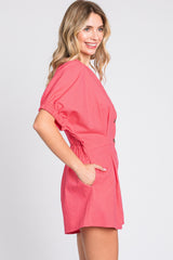 GeeGee Women's V-Neck Linen Romper with Half Button Front - Perfect Summer Outfit