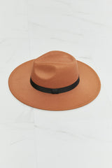 Fame Enjoy The Simple Things Tan Fedora Hat with Black Ribbon