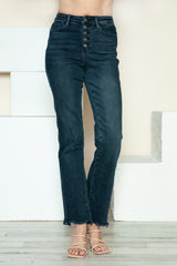 Judy Blue Women's Full Size Button Fly Distressed Straight Leg Jeans - Comfortable & Trendy Denim