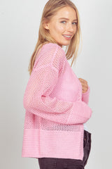 VERY J Women's Eyelet Detail Open Front Long Sleeve Cardigan - Chic Layering Essential