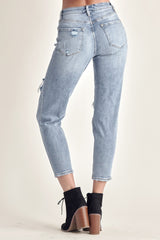 RISEN Women's Distressed Slim Cropped Jeans - Edgy & Chic Denim