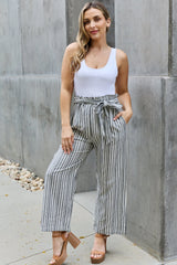 Heimish Striped Paperbag Waist Culotte Pants - Chic & Comfortable