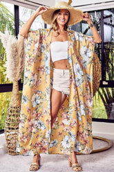 BiBi Floral Side Slit Longline Cardigan - Chic & Versatile Women's Layering Knitwear