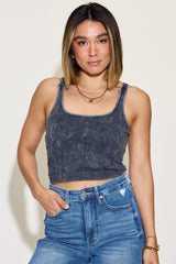Zenana Ribbed Washed Square Neck Tank Top for Women - Versatile Summer Essential