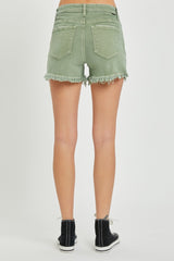 RISEN Mid Waist Frayed Hem Denim Shorts – Trendy Summer Essential