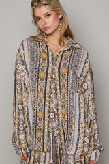 POL Long Sleeve Button Down Printed Shirt - Stylish Rayon Top for Versatile Outfits