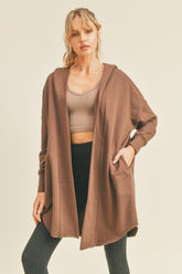 Kimberly C Longline Hooded Cardigan - Cozy Open Front Layer