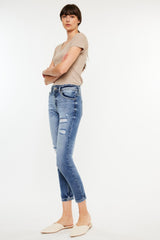 Kancan High Rise Distressed Mom Jeans - Trendy & Comfortable Denim