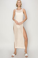 HYFVE Elegant Crochet Backless Beach Cover-Up Dress