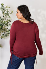 Culture Code Women's Drawstring Round Neck Long Sleeve Top - Versatile & Cozy