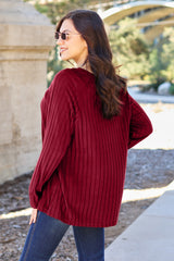 Basic Bae Full Size Ribbed Round Neck Long Sleeve Knit Top - Stylish & Comfortable