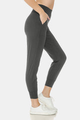 Wide Waistband Slim Active Joggers - Leggings Depot Athleisure