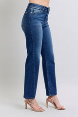 Judy Blue Full Size Straight Jeans with Modern Side Seam & Functional Pockets - Comfort & Style