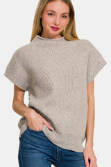 Zenana Women's Short Sleeve Mock Neck Sweater - Versatile & Stylish Comfort for Every Occasion