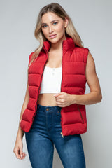 Snobbish Women's Zip-Up Turtleneck Vest with Functional Pockets