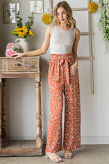 Heimish Women's Printed Tie-Waist Straight Leg Casual Pants - Trendy & Comfortable