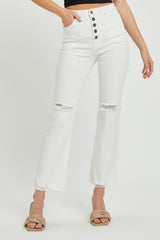 RISEN Women's High Rise Button Fly Straight Ankle Jeans - Versatile & Stylish