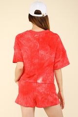 VERY J Women's Quilted Washed Crop Top & Elastic Waist Shorts Set - Casual Two-Piece Outfit