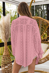 BiBi Oversized Lace Shacket with Front Pockets - Stylish Layering Essential