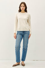 Versatile Heathered Round Neck Long Sleeve Sweater for Cozy Style