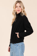 BOMBOM Women's Quarter Zip Long Sleeve Sweatshirt with Pockets - Cozy, Stylish, and Functional