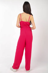 VERY J Pintuck Detail Sleeveless Jumpsuit - Elegant Woven Fabric