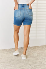 Judy Blue Tummy Control Bermuda Denim Shorts - Double Button Style