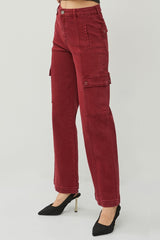 Trendy High Rise Wide Leg Cargo Jeans with Pockets - Comfort & Style by RISEN