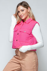 Snobbish Snap Down Quilted Crop Vest - Stylish & Versatile Women's Layer